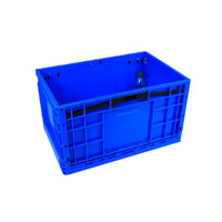 Foldable Storage Crate with Lid, Rectangular Plastic Container for Outdoor, Supermarket, Logistics