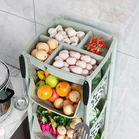 Multi-layer Rolling Kitchen Storage Cart with Baskets for Fruits and Vegetables