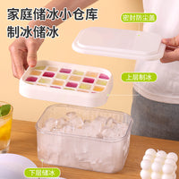 Large Capacity Ice Cube Tray with Lid and Storage Bin, Food-Grade Ice Maker Mold for Freezer, Household Ice Box