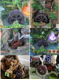 Water Wheel Fountain Ornament for Aquariums and Gardens, Plastic