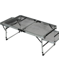 Portable Outdoor Camping Folding Table with Adjustable Storage Rack, Aluminum Alloy Picnic Table