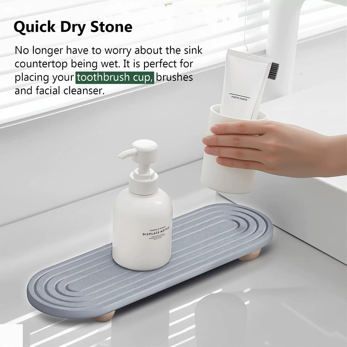 Diatomaceous Earth Absorbent Mat for Bathroom and Kitchen Countertops