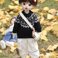 BJD Doll Fair Isle Knitted Sweater Retro Jacquard Top