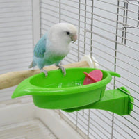 Bird Bath Tub Feeder for Parakeets Cockatiels Lovebirds - Cage Mounted