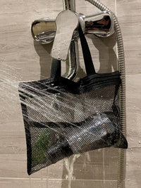 Portable Mesh Travel Toiletry Bag Transparent Cosmetic Organizer with Handle