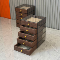 Luxury Walnut Grain Jewelry Box with Drawers for Earrings, Necklaces, and Bracelets