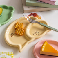 Cartoon Duck Ceramic Divided Plate for Snacks and Fruits