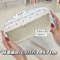 Star Pattern Pencil Pouch, Transparent Large Capacity Stationery Bag for Students