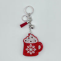 Christmas Rhinestone Tassel Keychain Bag Charm
