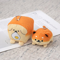 Cute Cartoon Toast Bread Dog Plush Keychain for Bags