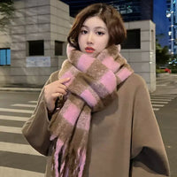 Women's Plaid Tassel Scarf Soft Warm Shawl