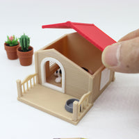 1:12 Dollhouse Miniature Dog House with Food Bowl and Puppy Pet Supplies