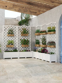 Wood Plastic Composite Garden Planter with Trellis Outdoor Privacy Screen