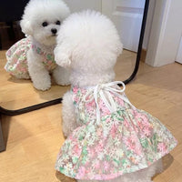 Pet Dog Cat Cherry Blossom Princess Dress for Small Breeds