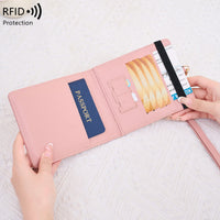 RFID Blocking Travel Passport Holder Neck Pouch Multi-functional Ticket Document Organizer