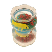 Miniature Dollhouse Round Fish Tank with Aquatic Plants and Fish