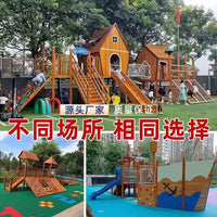 Multifunctional Wooden Kids Slide and Climbing Playset for Outdoor Play
