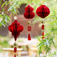 Chinese New Year Honeycomb Lanterns Christmas Tree Ornaments Red Paper Lanterns Small Pendants Mall Decorations