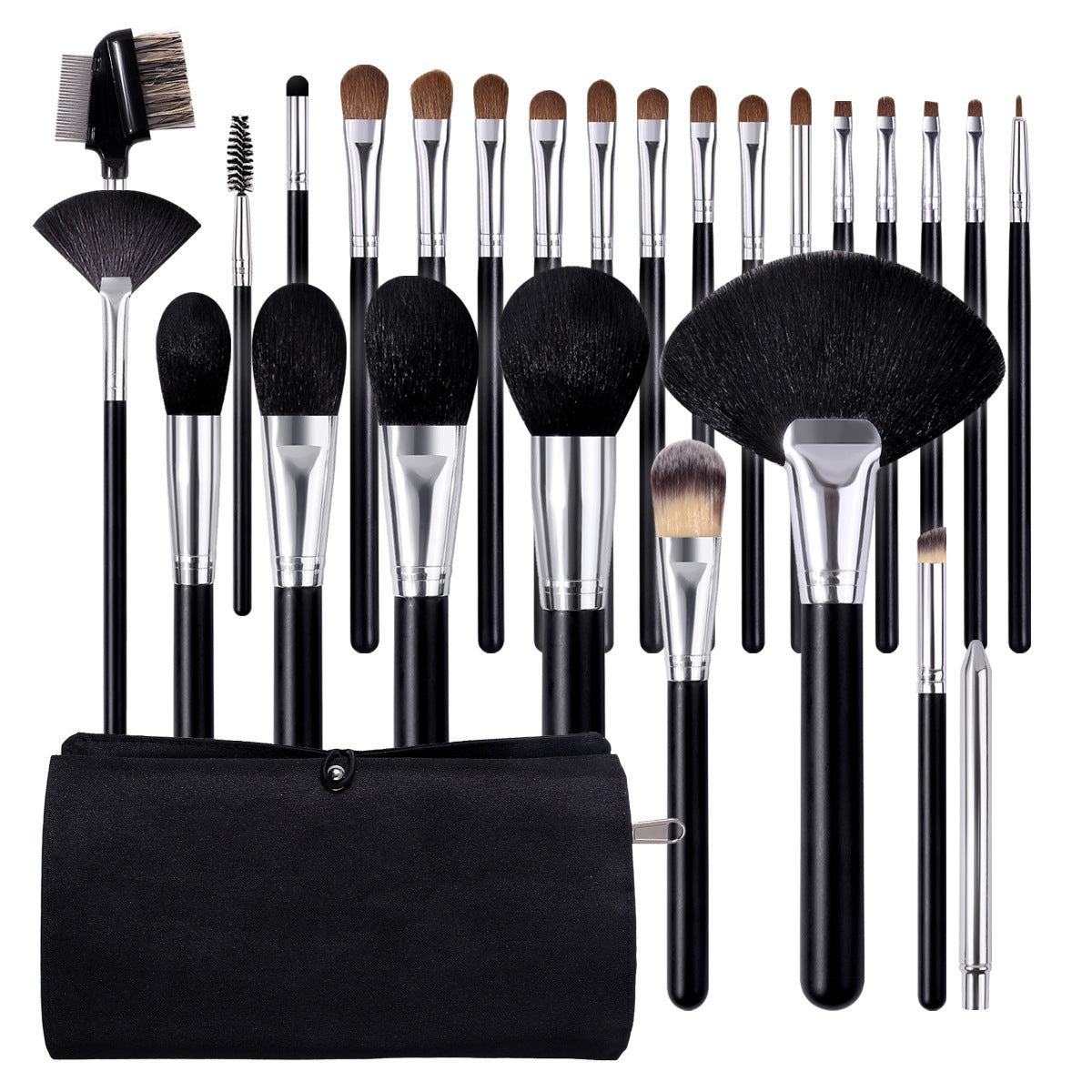 26-Piece Professional Animal Hair Makeup Brush Set with Storage Bag
