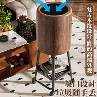 Wood Grain Trash Can with Lid for Living Room Bedroom Kitchen Bathroom, Large Capacity