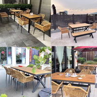 Outdoor Rattan Patio Dining Set with Umbrella Hole, All-Weather Wicker Table and Chairs for Garden, Balcony, Cafe