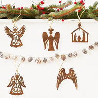 Metal Angel and Christmas Ball Silhouette Wall Decor for Indoor/Outdoor