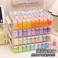Perler Bead Storage Box Set with 54-Color Particle Dispensing Bottles, Large Capacity Transparent Organizer for Craft Tools