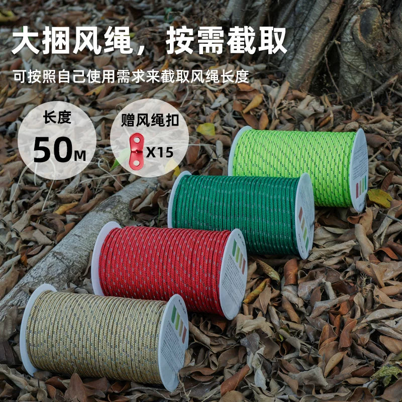 Sanfengchu 4mm Reflective Guy Ropes with Tensioners for Tents and Tarps, 6-Pack