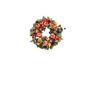 Autumn Pumpkin Maple Leaf Wreath for Thanksgiving Door Decor