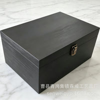 Vintage Wooden Storage Box with Lock Clasp, Flip-Top Keepsake Organizer for Gifts and Favors