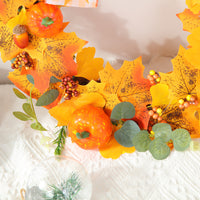 Halloween Thanksgiving Autumn Pumpkin Berry Wreath Artificial Garland for Fall Festival Decor