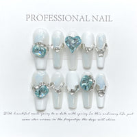 Handmade Gradient Cat Eye Glitter Press-On Nails, Reusable Artificial Nail Tips for Women