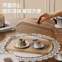 Rectangular Serving Tray with Transparent Dustproof Lid for Commercial and Home Use, Bread and Cake Display