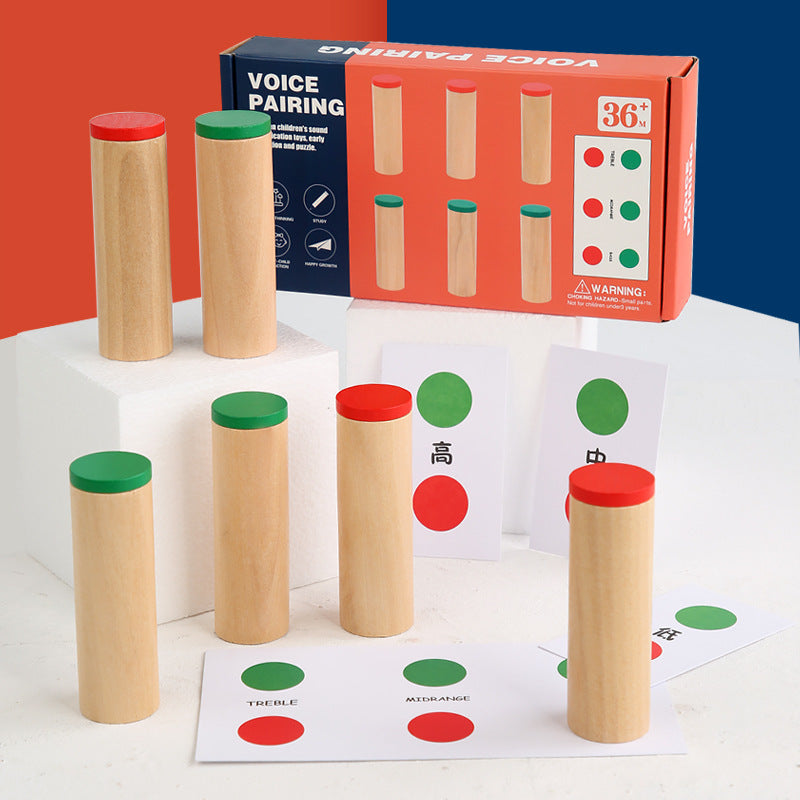 Montessori Wooden Sound Cylinders Auditory Sensory Educational Toy for Kids