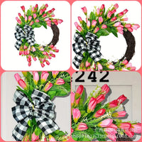 Artificial Tulip Spring Wreath for Front Door Decor