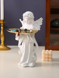 Angel Figurine Tray Ornament for Keys and Jewelry, Desktop Statue Home Decor