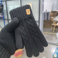 Men's Winter Warm Alpaca Wool Touchscreen Gloves for Cycling and Cold Weather