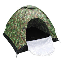 Portable 3-4 Person Camouflage Camping Tent, Waterproof UV Protection Single Layer for Outdoor Picnic