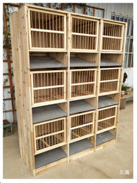 Wooden Pigeon Breeding Cage with Slanted Dropping Board and Nest Box
