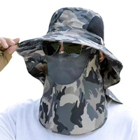 Men's Camouflage Sun Protection Fishing Hat with Detachable Neck Flap for Outdoor Hiking