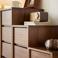Nordic Black Walnut Solid Wood Nightstand Chest of Drawers for Living Room Bedroom Storage