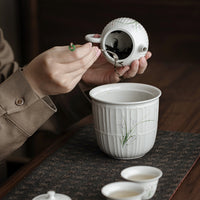 Hand-Painted Jianshui Ceramic Tea Wash Bowl with Lid for Gongfu Tea Ceremony