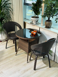 Outdoor Swivel Rattan Chair and Table Set for Patio and Garden