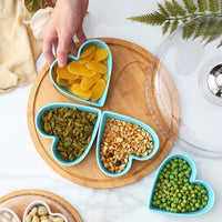 Creative Ceramic Heart-Shaped Divided Snack Plate with Lid for Home Living Room Afternoon Tea