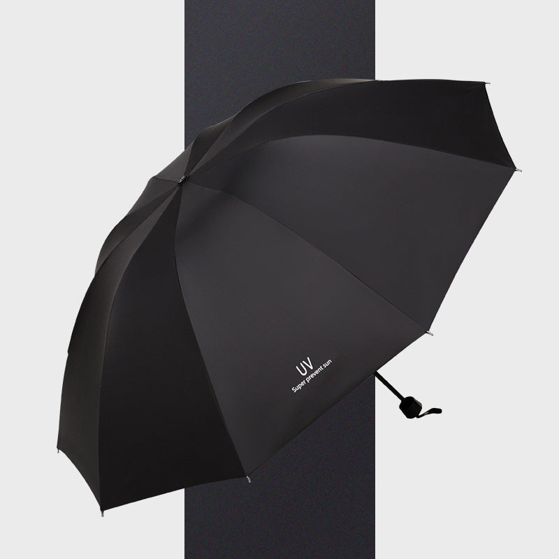 Large Double UV Protection Folding Umbrella with Black Glue Coating for Sun and Rain