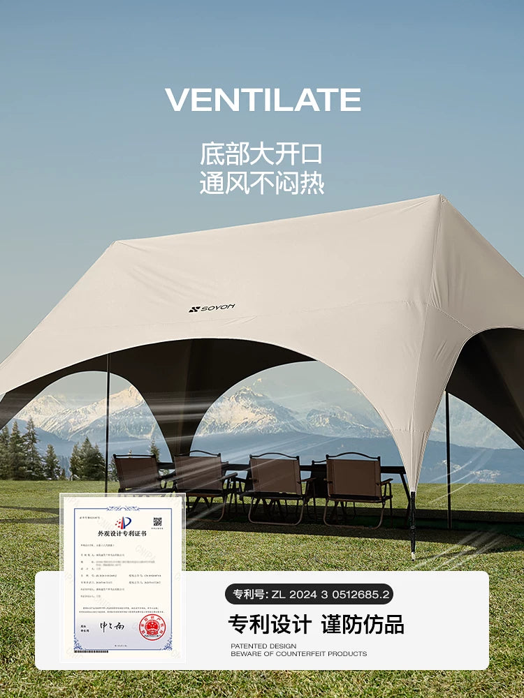 SOYON Quick-Open Black Glue Tarp Tent Outdoor Camping Set with Table and Chairs