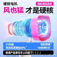 Portable Handheld Turbo Fan with Digital Display, Foldable, Rechargeable, and Lanyard