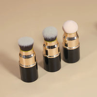 2024 New Mini Portable Detachable 3-in-1 Makeup Brush Set with Cap for Travel - Foundation, Powder, Blush
