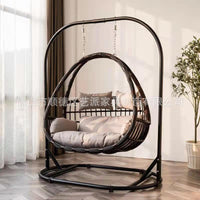 Outdoor Rattan Hanging Basket Chair, Indoor Outdoor Swing Chair, Single/Double Rattan Wicker Hanging Egg Chair
