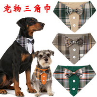 Plaid Pet Bandana with Hook and Loop Closure, Dog Scarf Bib for Small to Large Dogs